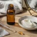 Rétinol c’est quoi : sérum, flacon ambré et crème