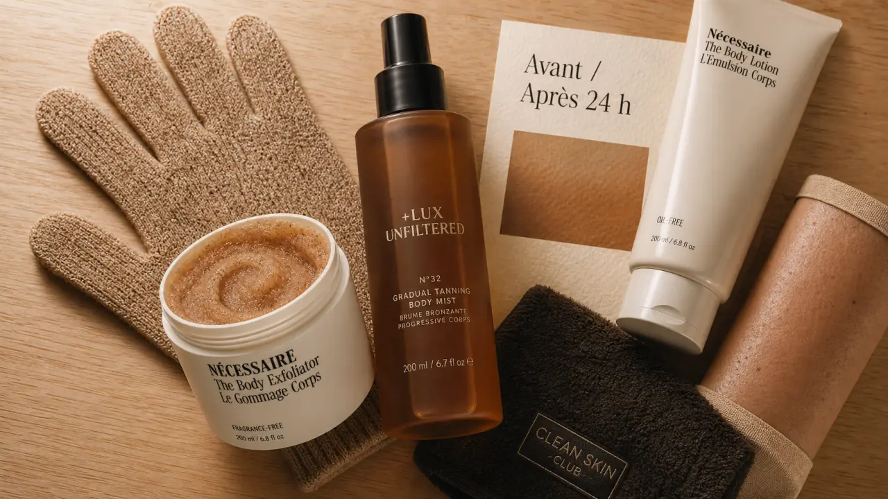 Spray tan avant apres : peau exfoliée et hâle 24 h sans UV