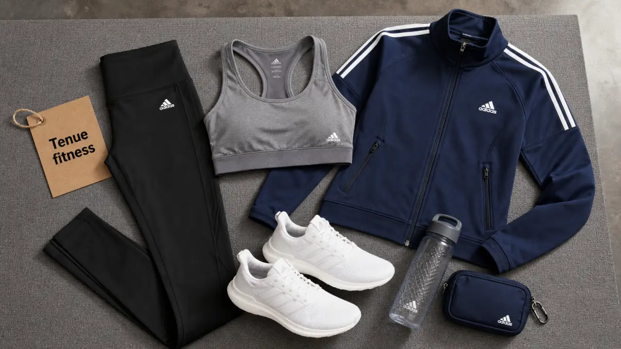 Tenue de sport femme adidas : legging et veste de survêtement fitness