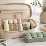 Trousse beauté voyage longue durée : capsule anti-fuite