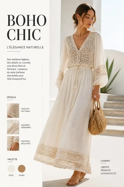 Style boho chic moderne pour la mode femme été 2025