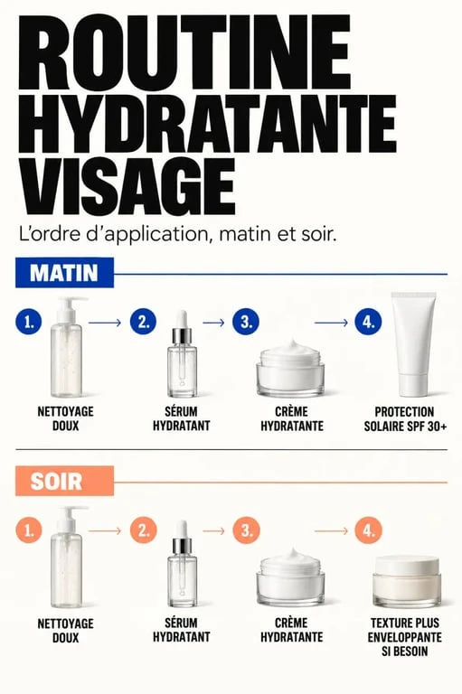Soin hydratant visage : ordre d’application matin et soir