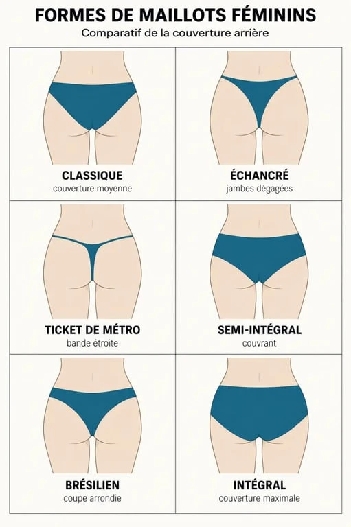 Schéma des formes de maillot pour comprendre l’épilation des parties intimes femmes