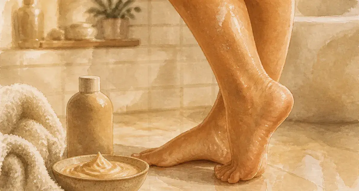 Peau jambes tres seches, chevilles rugueuses après douche chaude