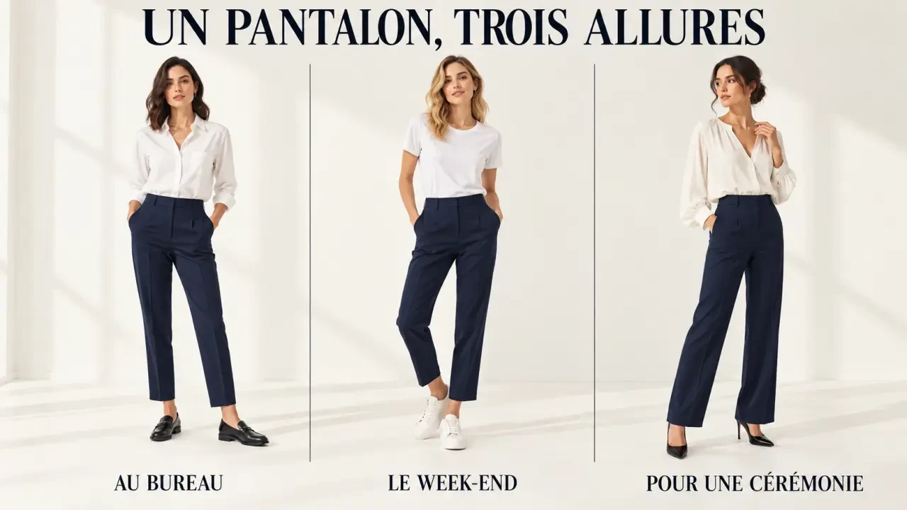 Trois façons de porter un ensemble pantalon femme au bureau, le week-end et pour une cérémonie