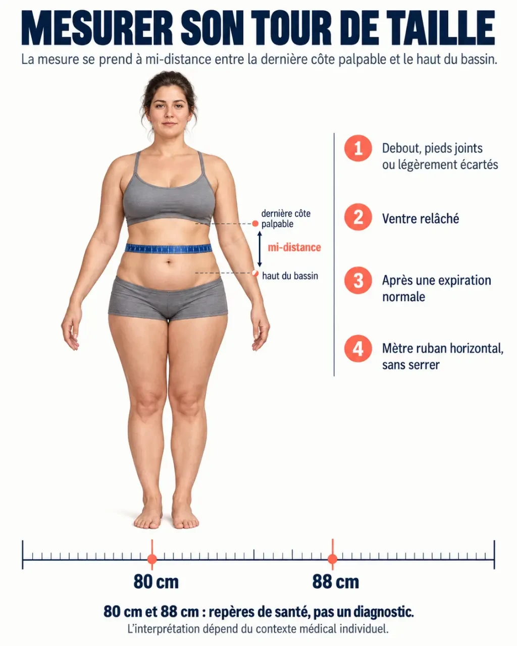 Gros ventre femme : comment mesurer le tour de taille et comprendre les seuils de 80 et 88 cm