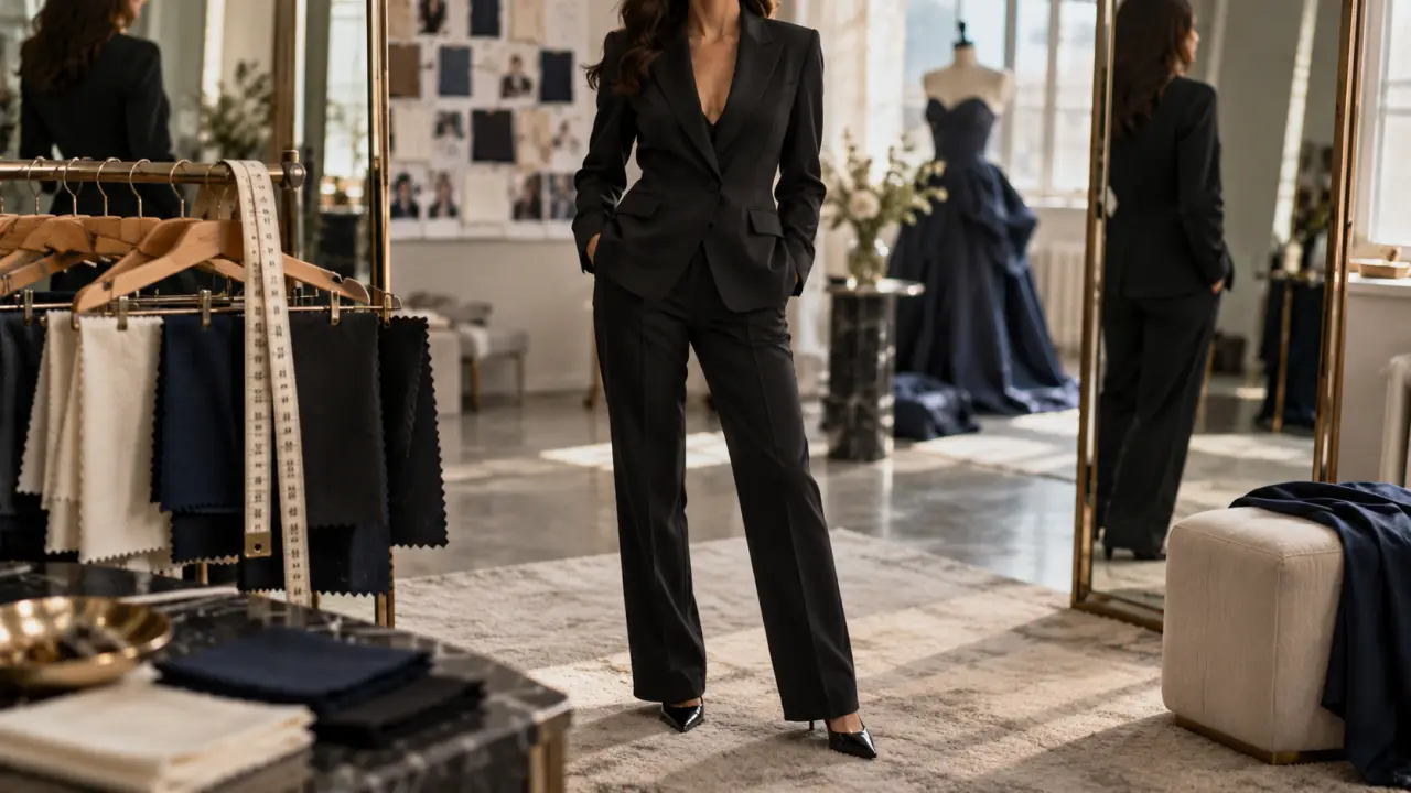 Ensemble pantalon femme tailleur noir pour bureau