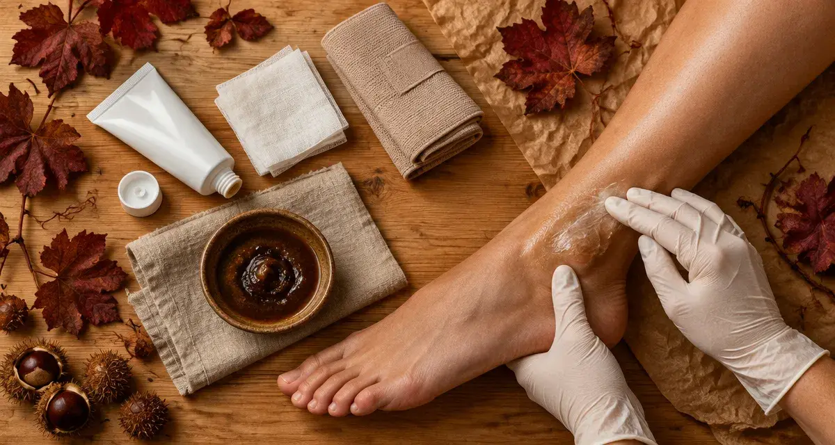 Pommade pour les varices : application sur cheville, jambes lourdes